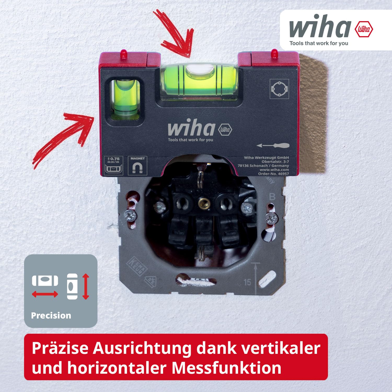 wiha-mini-wasserwaage-pocket-10-cm-mit-magnet-46957-elektriker-wasserwaage-f-r-s image 2