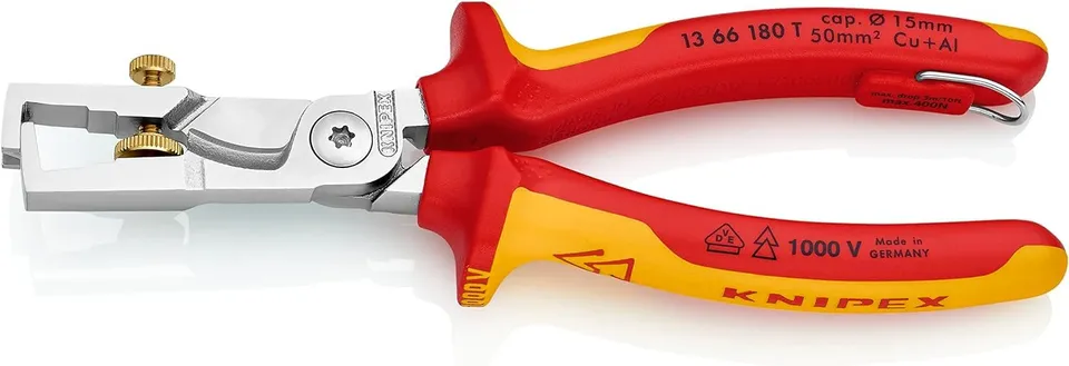 knipex-strix-13-66-180-t-bk-abisolierzange-mit-kabelschere-vde-180-mm image 1