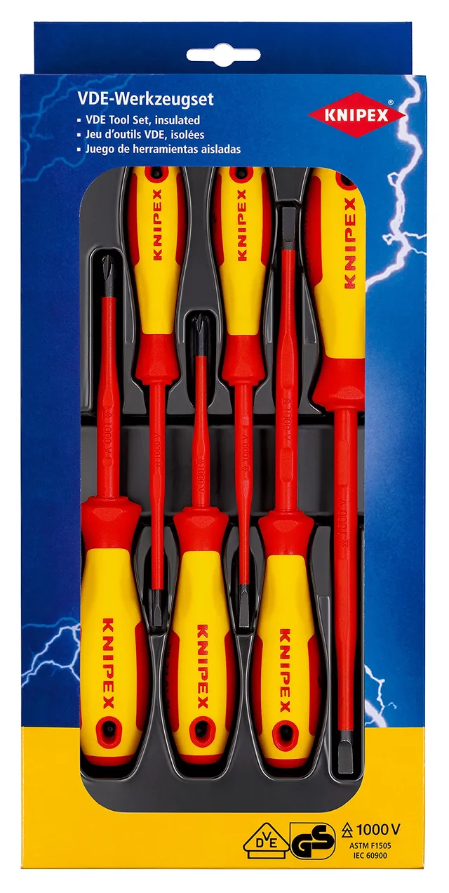 knipex-vde-schraubendreher-paket-00-20-12-v02-6-teilig-schlitz-phillips image 1