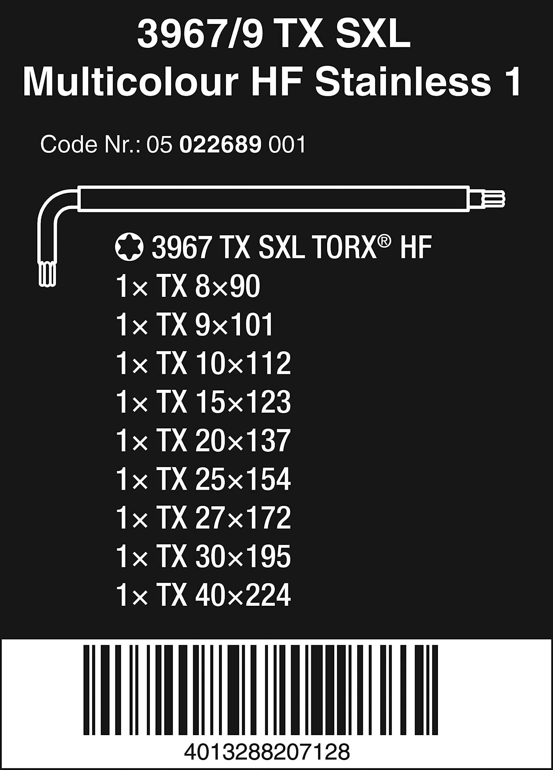 wera-tx-sxl-multicolour-hf-stainless-winkelschl-sselsatz-9-teilig-edelstahl image 2