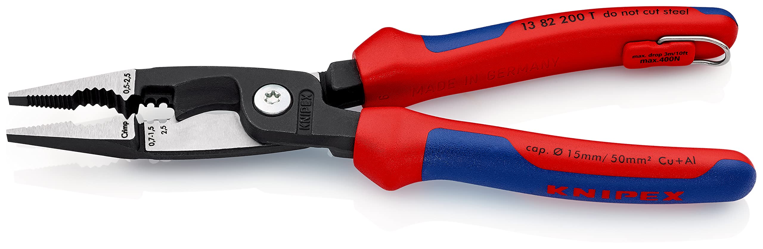 knipex-elektro-installationszange-13-82-200-t-bk-200-mm-mit-absturzsicherung image 3