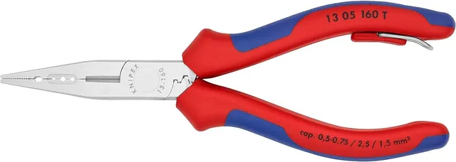 knipex-verdrahtungszange-13-05-160-t-160-mm-verchromt-mit-tether-se image 1