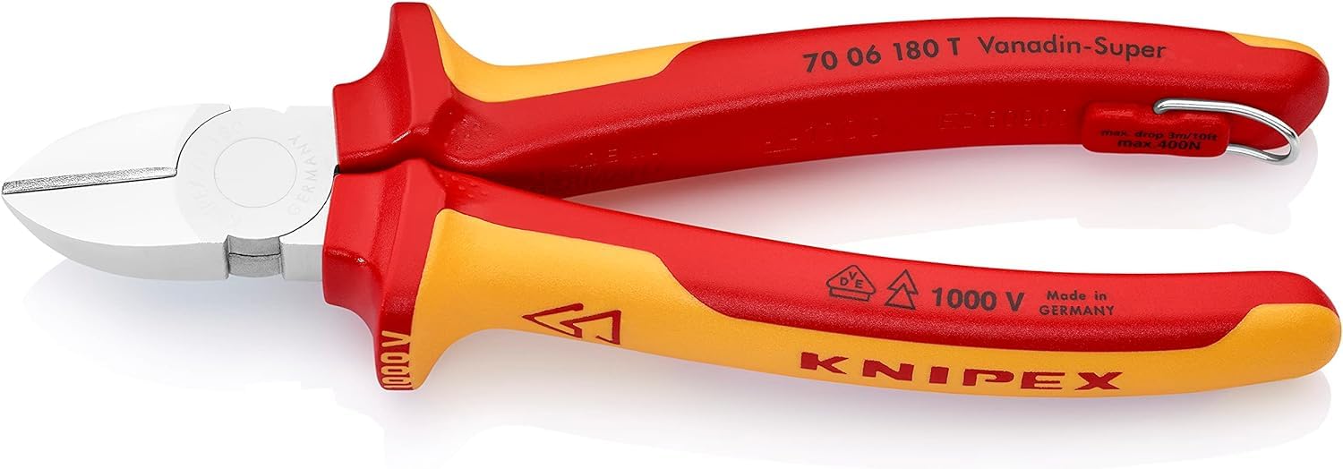 knipex-70-06-180-t-bk-seitenschneider-verchromt-vde-180-mm-mit-absturzsicherung image 1