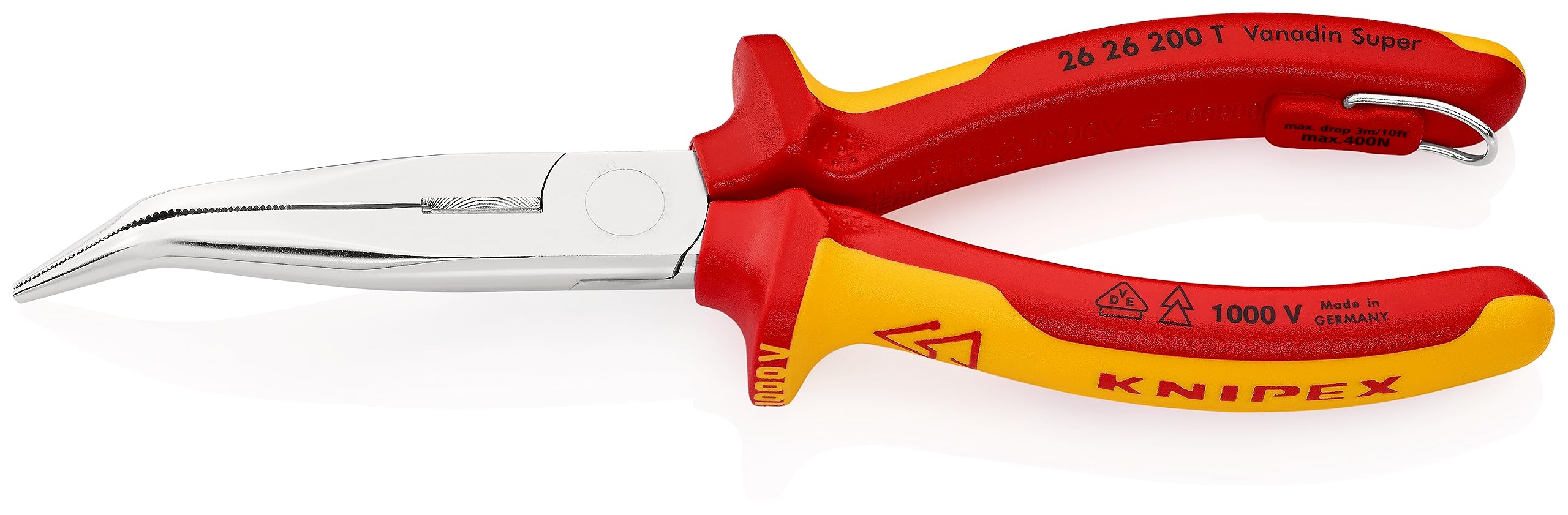 knipex-26-26-200-t-flachrundzange-storchschnabelzange-vde-mit-absturzsicherung image 1