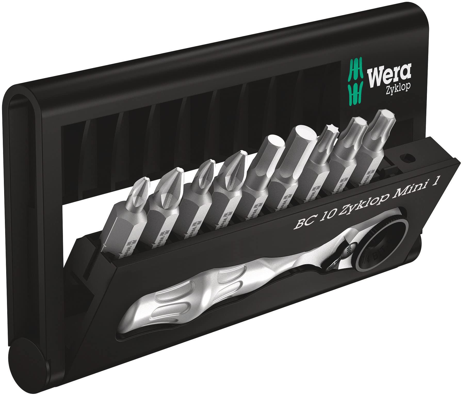 wera-bit-check-10-zyklop-mini-1-bit-ratsche-1-4-zoll-87-mm-10-teilig image 1