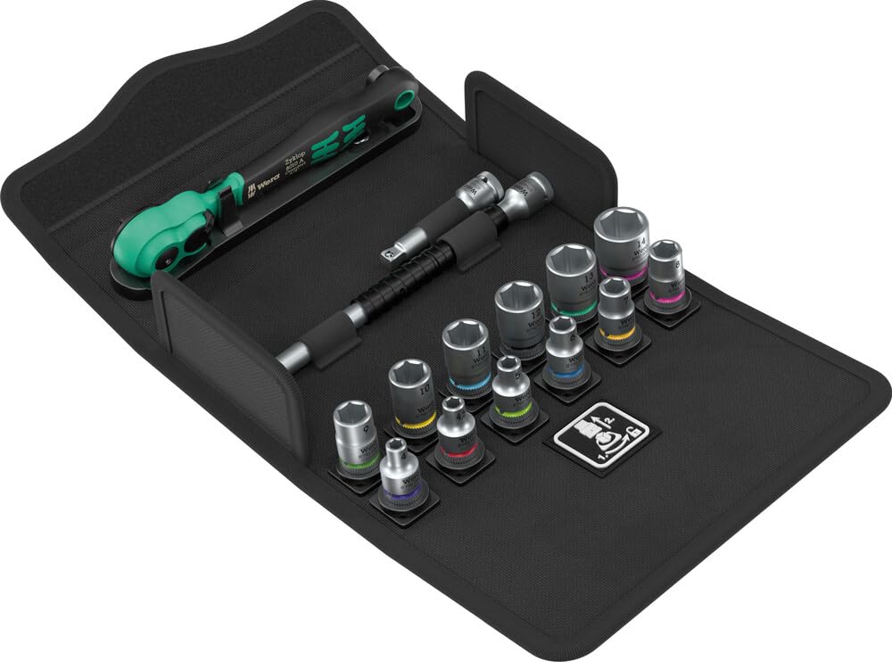 wera-8100-sa-13-zyklop-comfort-knarrensatz-1-4-zoll-metrisch-15-teilig-mit-umsch image 1