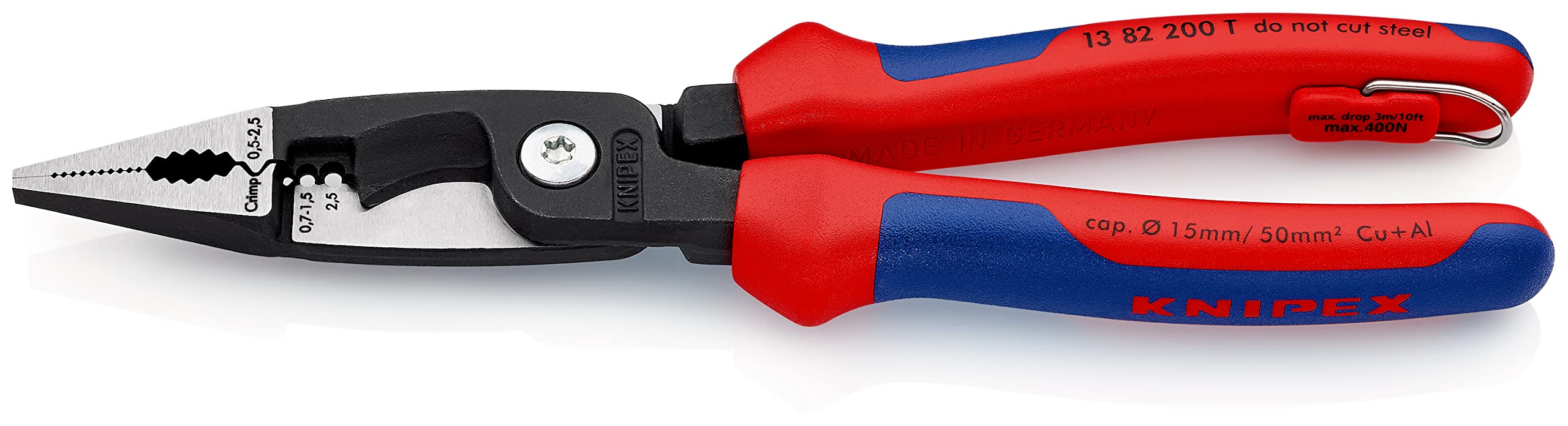 knipex-elektro-installationszange-13-82-200-t-bk-200-mm-mit-absturzsicherung image 2