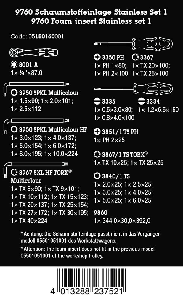 wera-9760-schaumstoffeinlage-stainless-set-1-edelstahl image 2
