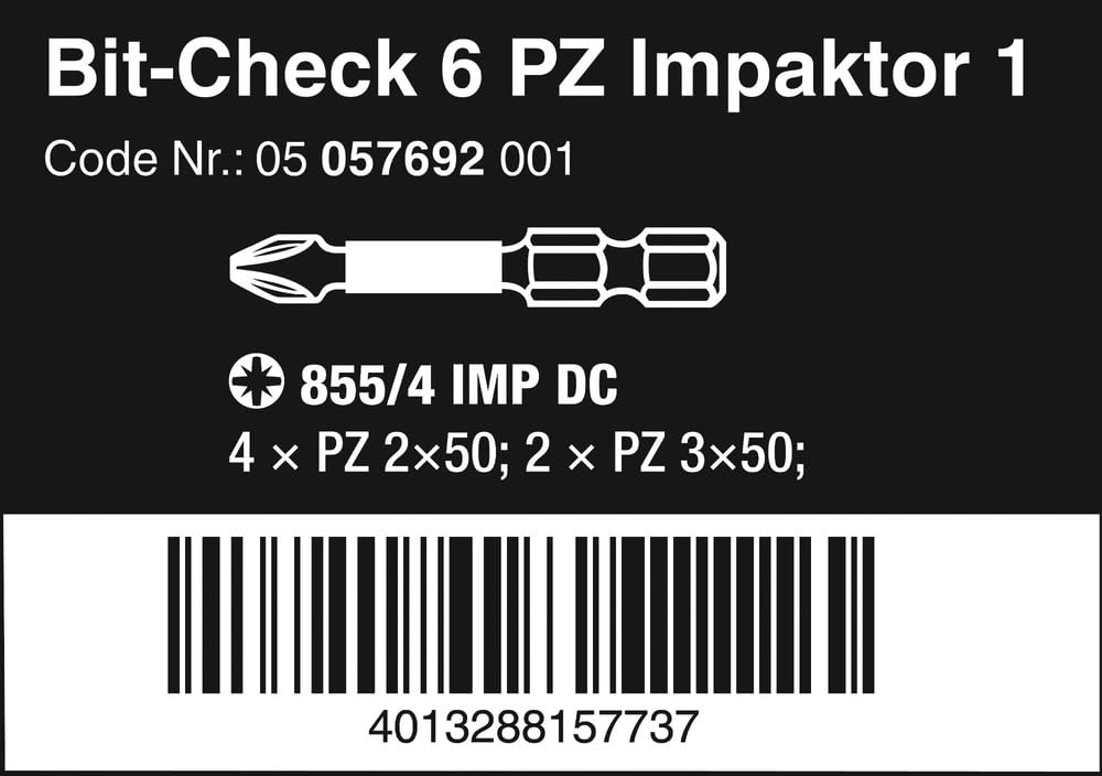 wera-bit-check-6-pz-impaktor-1-bit-sortiment-pozidriv-6-teilig image 2