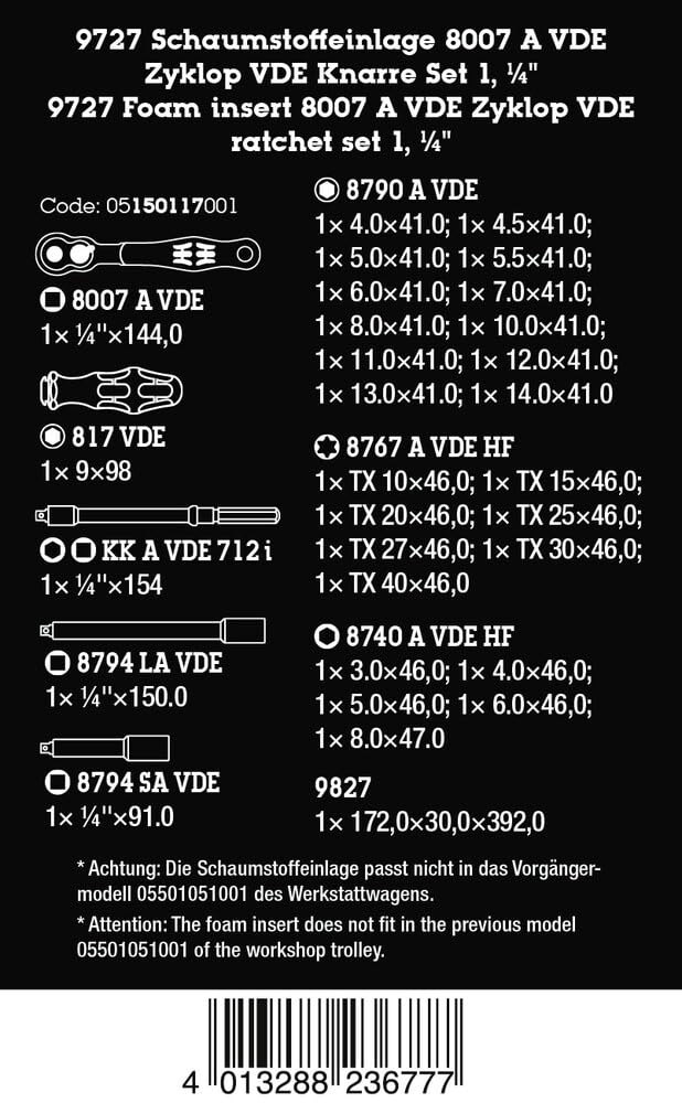 wera-9727-schaumstoffeinlage-8007-a-vde-zyklop-knarren-set-1-4-30-teilig image 2