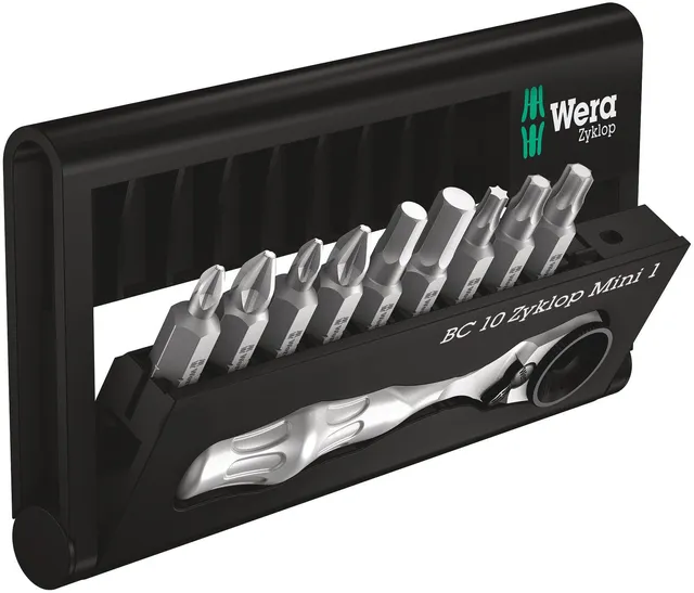 wera-bit-check-10-zyklop-mini-1-bit-ratsche-1-4-zoll-87-mm-10-teilig image 1