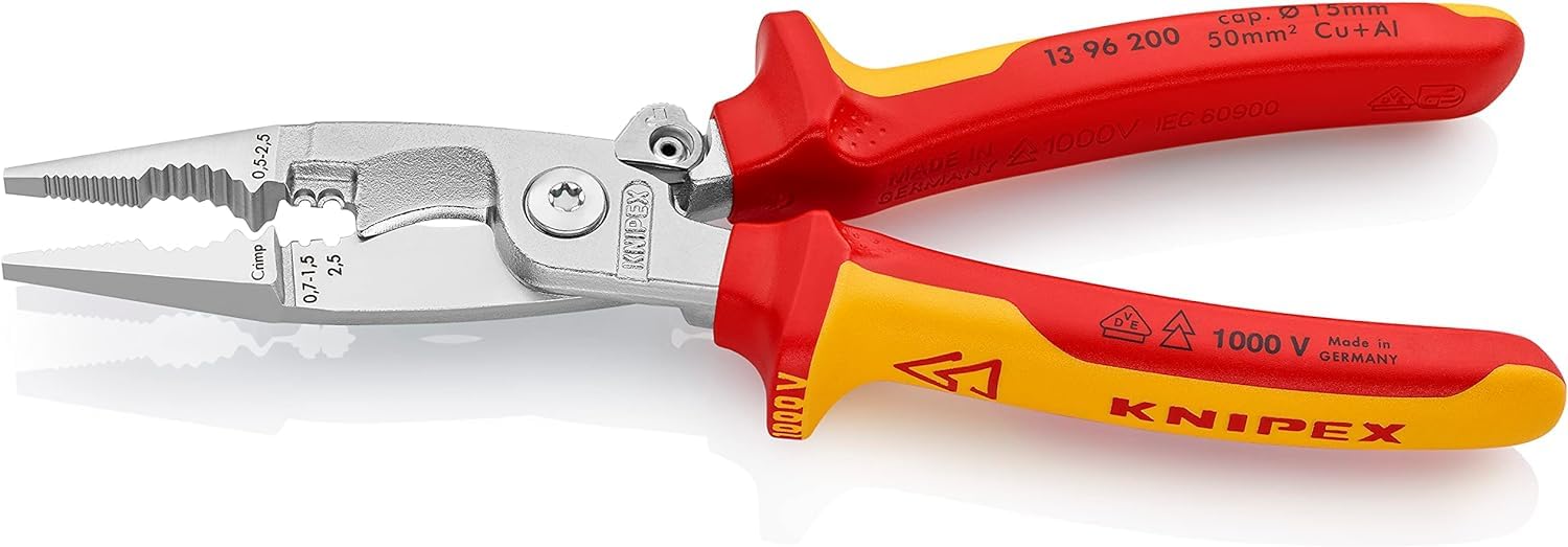 knipex-elektro-installationszange-13-96-200-sb-verchromt-vde-gepr-ft-200-mm image 3