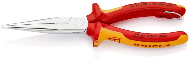 knipex-flachrundzange-mit-schneide-26-16-200-t-vde-storchschnabelzange-200-mm-mi image 1