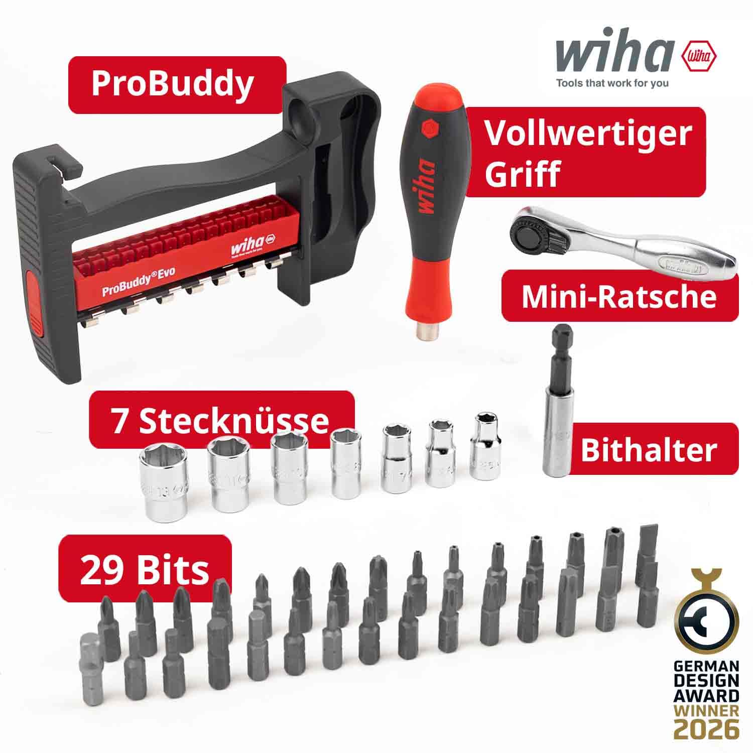 wiha-probuddy-evo-bit-steckschl-ssel-set-46960-1-4-40-teilig image 2