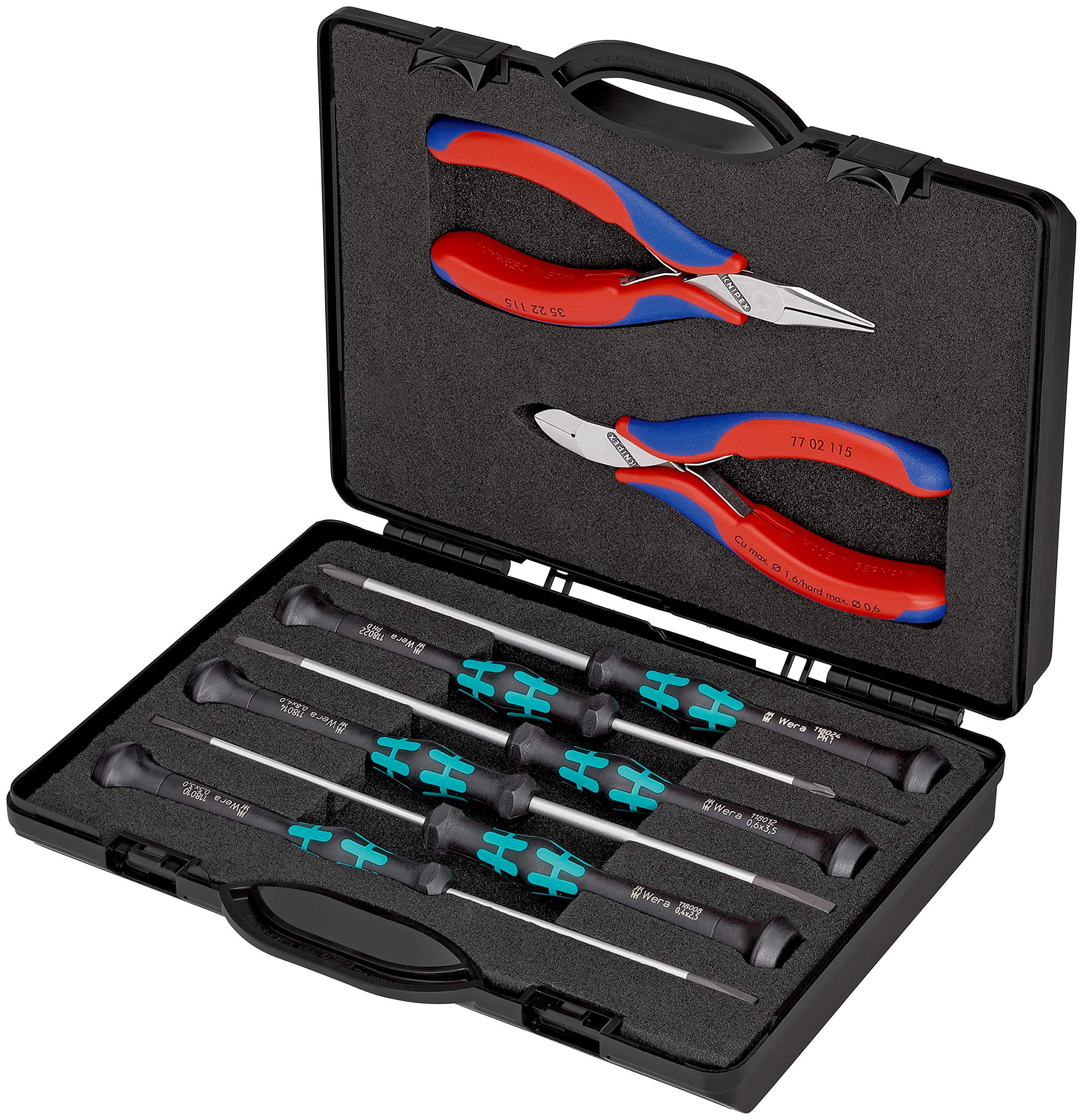 knipex-elektronikzangen-set-00-20-18-8-teilig-215-mm-f-r-elektronische-bauteile image 1