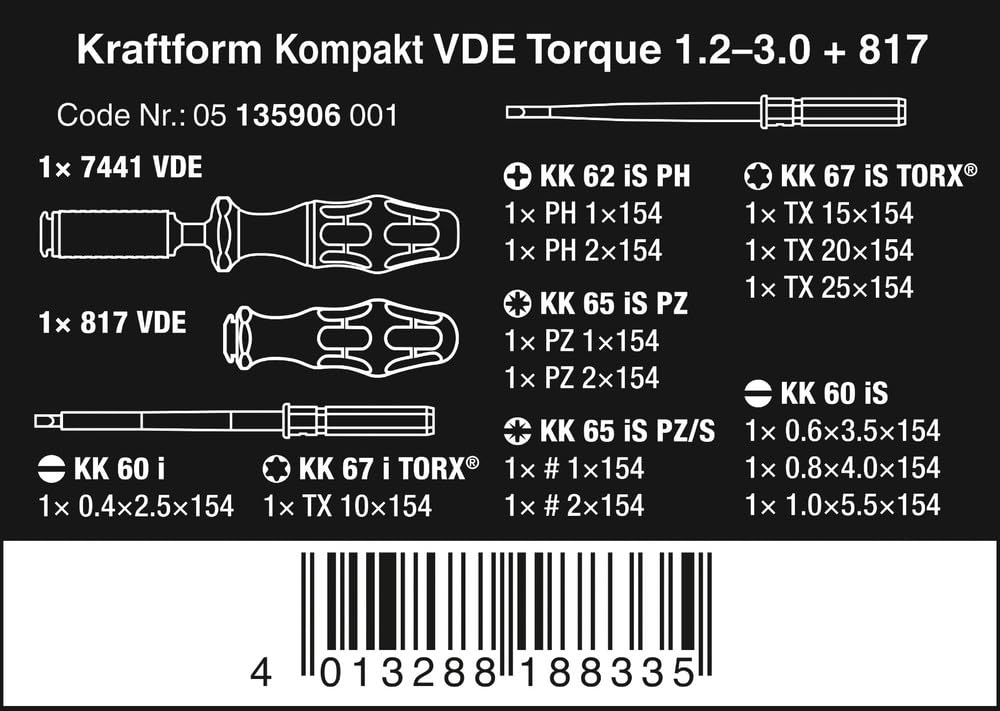 wera-kraftform-kompakt-vde-16-torque-1-2-3-0-nm-extra-slim-1-16-teiliger-drehmom image 2