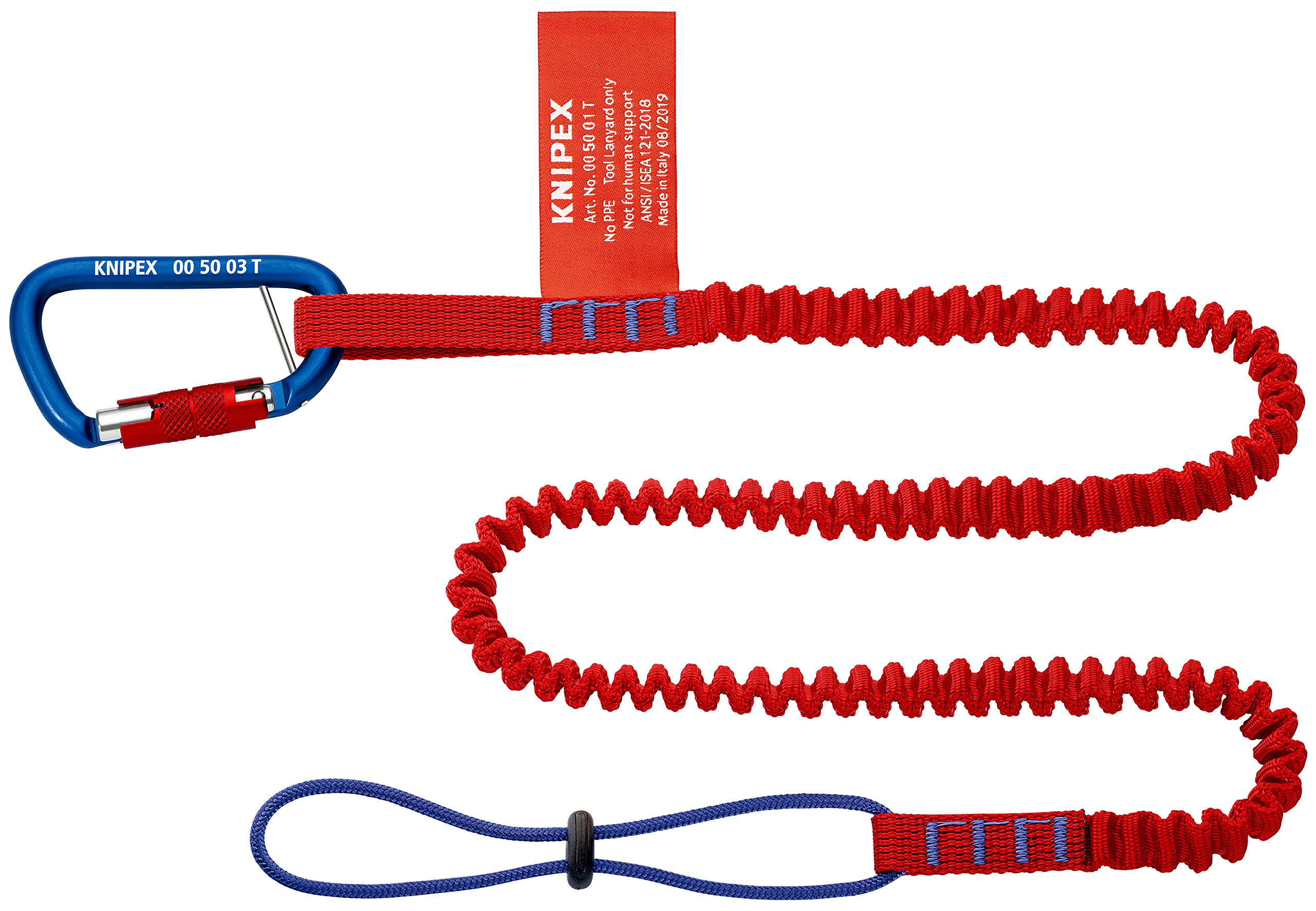 knipex-sicherungssystem-set-00-50-05-t-bk-fangleine-900-mm-bis-1-5-m-mit-karabin image 1