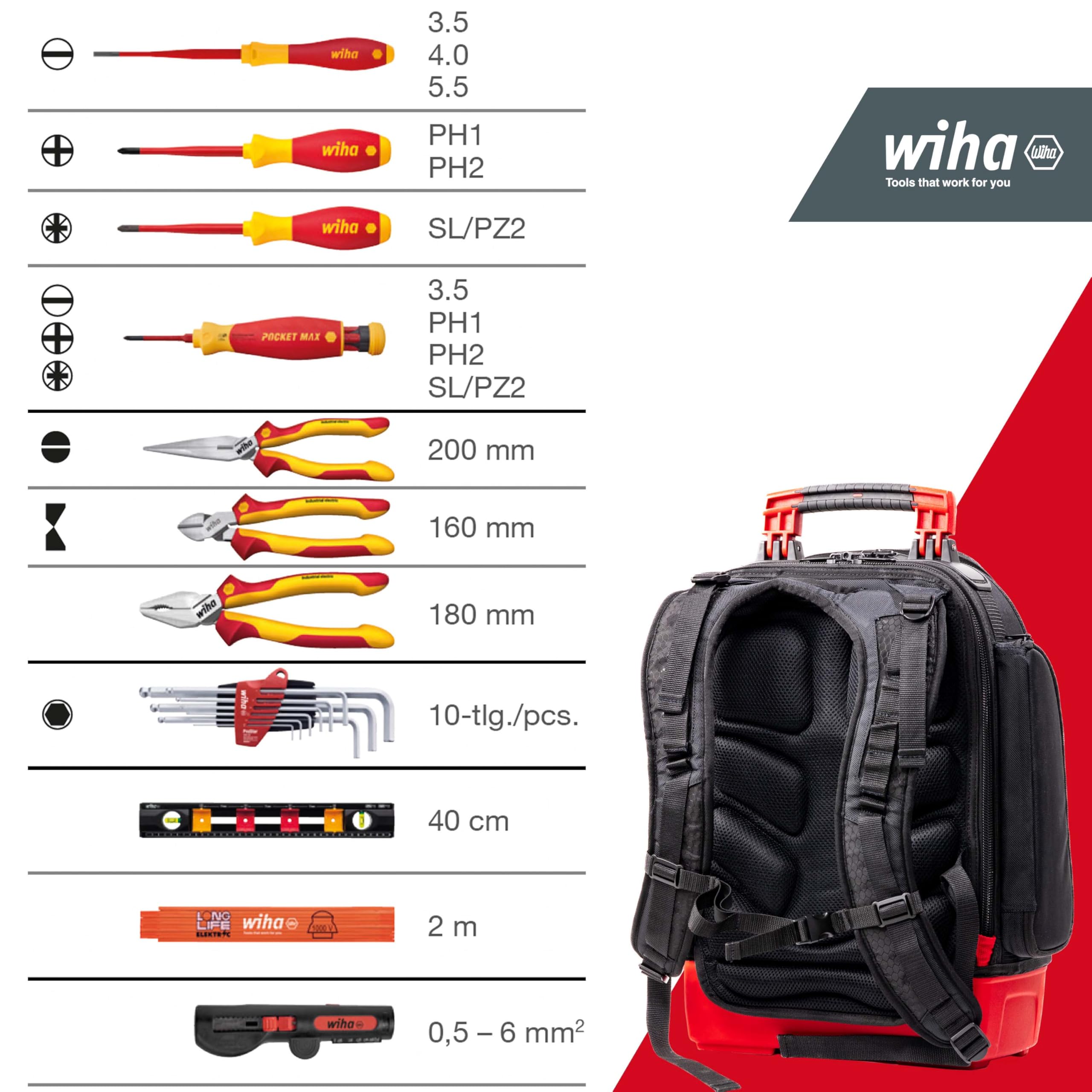 wiha-elektriker-werkzeugrucksack-45528-27-teilig-mit-grundausstattung-laptopfach image 3