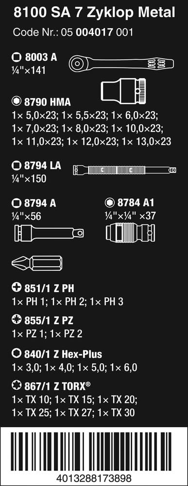 wera-8100-sa-7-zyklop-metal-knarrensatz-1-4-zoll-28-teilig image 2