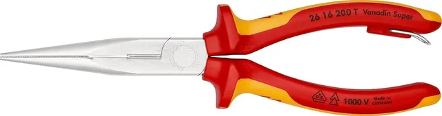 knipex-flachrundzange-26-16-200-t-bk-vde-storchschnabelzange-200-mm-mit-schneide image 1