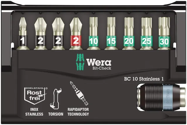 wera-bit-check-10-stainless-1-sb-05073630001-bit-sortiment-10-teilig-mit-rapidap image 1
