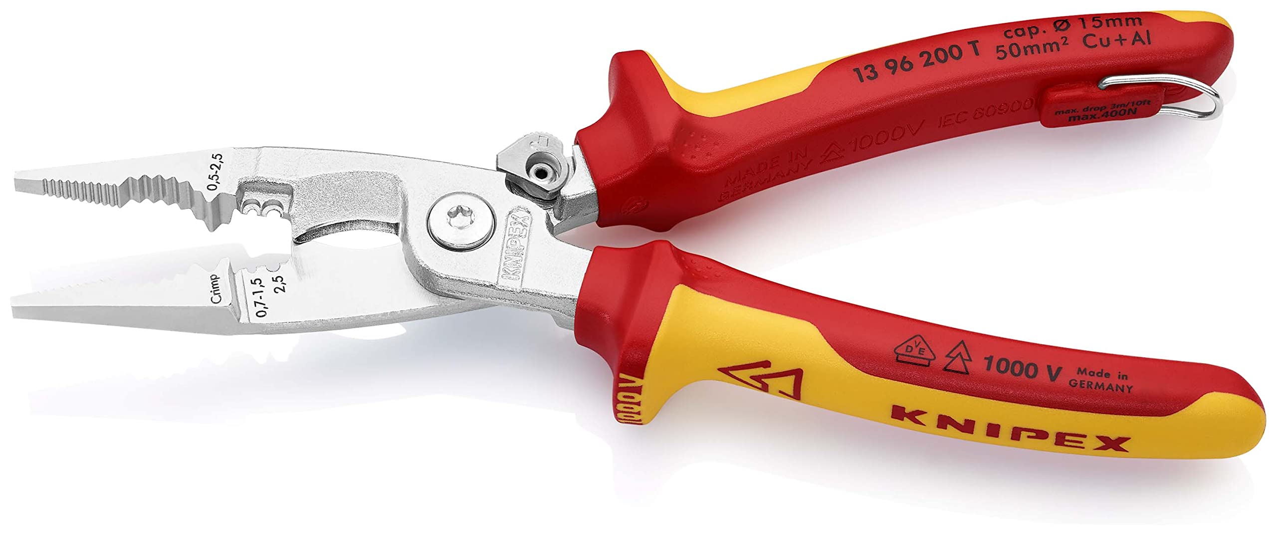 knipex-elektro-installationszange-13-96-200-t-bk-200-mm-vde-gepr-ft-verchromt image 3