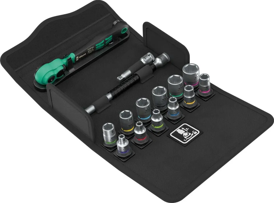 wera-8100-sa-13-zyklop-comfort-knarrensatz-1-4-zoll-metrisch-15-teilig-mit-umsch image 1